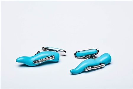 GEMELLI CORNETTI IN TURCHESE 