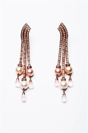 ORECCHINI PENDENTI CON PERLE COLORATE