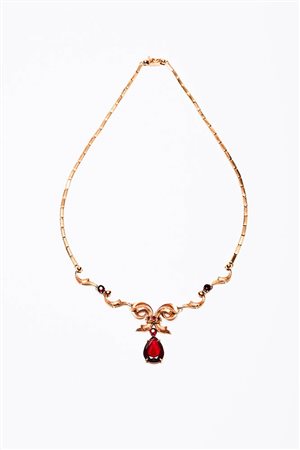 COLLIER IN ORO E GRANATO A GOCCIA