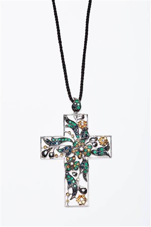 PENDENTE CROCE FLOREALE