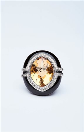 ANELLO ONICE E QUARZO CITRINO