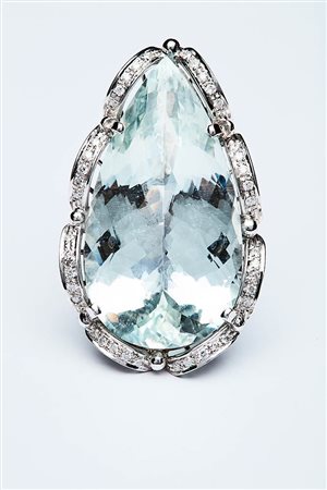 ANELLO ACQUA MARINA A GOCCIA