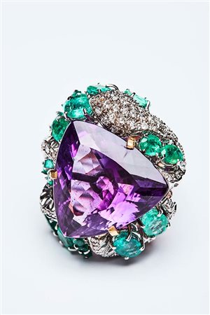 ANELLO SERPENTE AVVILUPPATO AD AMETISTA