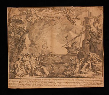 Prima Macchina (per fuochi d'artificio) Un Porto Franco, 1740