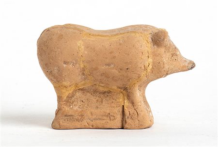 Italic Terracotta Pig, 3rd - 2nd century BC;  height cm 7, length cm 10