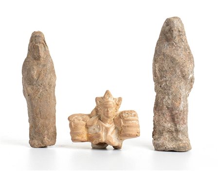 Collection of Three Italic and Roman Terracotta Statuettes, 3rd - 2nd century BC; height max cm 13, min cm 5,4