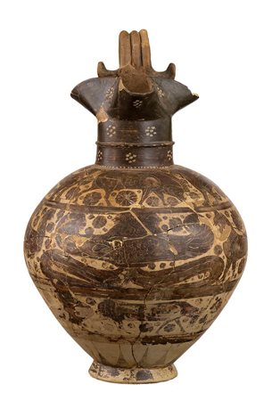 Corinthian Trefoil Oinochoe with Typhon, 600 - 550 BC; height cm 42