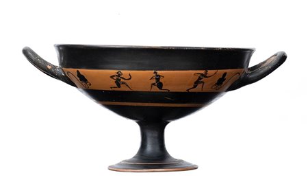 Attic Black-Figure Band Kylix with Athletes, ca. 550 - 525 BC; height cm 13, diam. cm 22