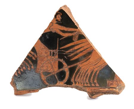 Attic Red-Figure Fragment Possibly by the Nikoxenos Painter, ca. 500 BC; height cm 10, length cm 8,5