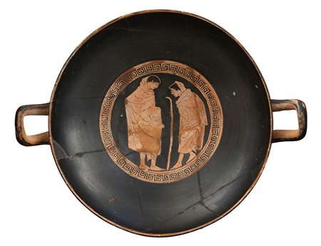 Attic Red-Figure Kylix, Attribuited to the Tarquinia Painter, ca. 470 - 460 BC; height cm 10, diam. cm 25