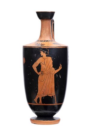 Attic Red-Figure Lekythos, Manner of the Sabouroff Painter, ca. 470 - 440 BC; height cm 17