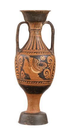 Apulian Red-Figure Panathenaic Amphora, Mid 4th century BC; height cm 37, diam. cm 10