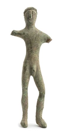 Italic Bronze Statuette of Herakles brandishing a Club, 3rd - 2nd century BC; height cm 8