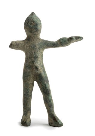Italic Bronze Statuette of Herakles brandishing a Club, 3rd - 2nd century BC; height cm 5,5