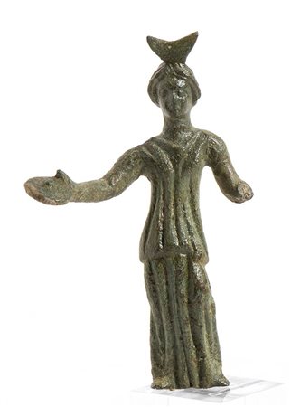 Italic Bronze Statuette of Diana with Phiale, 3rd - 2nd century BC; height cm 8