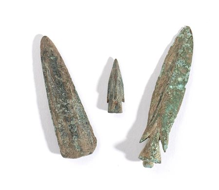 Group of Three Greek Bronze Arrowheads, 5th - 3rd century BC; height max cm 6,2 - min cm 2,5