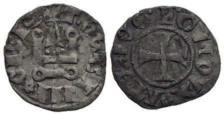 ATENE - Guido II de la Roche (1287-1308) - Denaro tornese - (Thebe) - Castello - R/ Croce patente - 