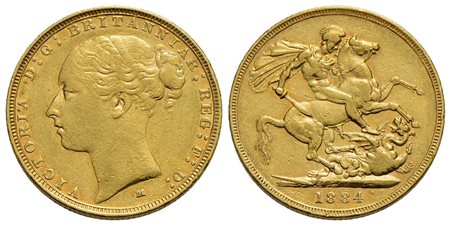 AUSTRALIA - Vittoria (1837-1901) - Sterlina - 1884 M - San Giorgio - AU Kr. 7<br>BB+