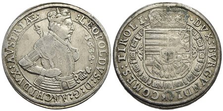 AUSTRIA - Arciduca Leopoldo (1619-1632) - Tallero - 1632 - AG R Kr. 629.2 Impercettibile traccia di 