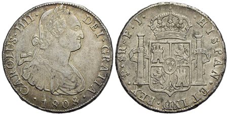 BOLIVIA - Ferdinando VII (1808-1825) - 8 Reali - 1808 PJ - AG Kr. 84<br>BB+