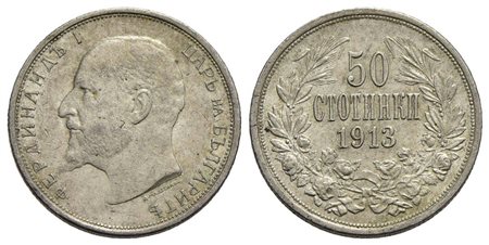 BULGARIA - Ferdinando I (1887-1918) - 50 Stotinki - 1913 - AG Kr. 30<br>SPL-FDC