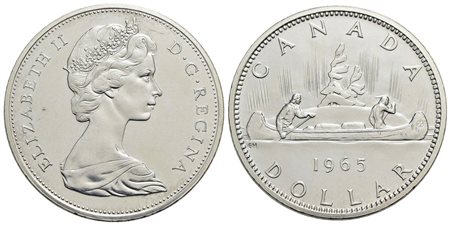 CANADA - Elisabetta II (1952) - Dollaro - 1965 - AG Kr. 64.1<br>FDC