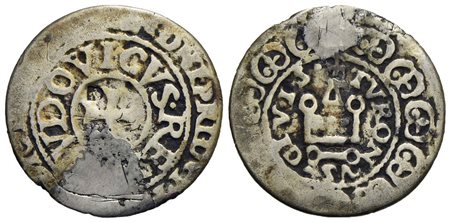 FRANCIA - Luigi IX il Santo (1226-1270) - Grosso tornese - (AG g. 3,49) Appiccagnolo rimosso<br>MB
