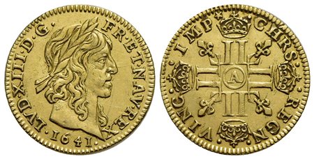 FRANCIA - Luigi XIII (1610-1643) - Mezzo luigi d'oro - 1641 A - AU R Kr. 125<br>BB-SPL