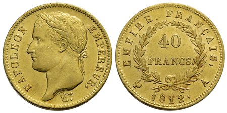 FRANCIA - Napoleone I, Imperatore (1804-1814) - 40 Franchi - 1812 A - AU Kr. 696.1<br>SPL-FDC