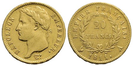 FRANCIA - Napoleone I, Imperatore (1804-1814) - 20 Franchi - 1811 A - Testa laureata - AU Kr. 695.1 