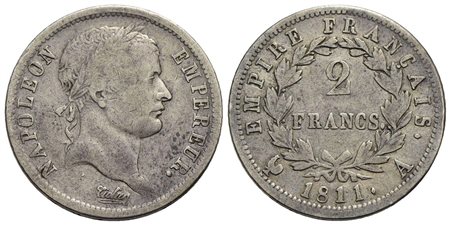 FRANCIA - Napoleone I, Imperatore (1804-1814) - 2 Franchi - 1811 A - AG Kr. 693.1<br>qBB/BB