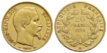 FRANCIA - Luigi Napoleone (1852) - 20 Franchi - 1852 A - Testa nuda - AU Kr. 774<br>SPL