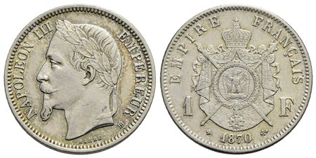 FRANCIA - Napoleone III (1852-1870) - Franco - 1870 BB - AG R Kr. 806.2<br>SPL