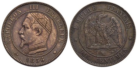 FRANCIA - Napoleone III (1852-1870) - 10 Centesimi - 1856 MA - CU Kr. 771.6 Satirico<br>SPL-FDC