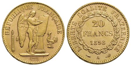FRANCIA - Terza Repubblica (1870-1940) - 20 Franchi - 1898 - AU Kr. 825<br>SPL-FDC