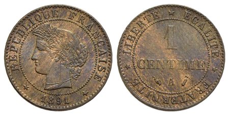 FRANCIA - Terza Repubblica (1870-1940) - Centesimo - 1891 A - CU Kr. 826.1<br>FDC
