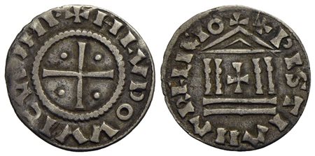 GERMANIA - Ludovico I il Pio (814-840) - Denaro - Croce - R/ Tempio - (AG g. 1,1) R MEC 1, 794/800<b