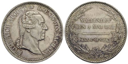 GERMANIA - SASSONIA - Federico Augusto I (1806-1827) - Tallero - 1827 - Per la sua morte - AG Kr. 11