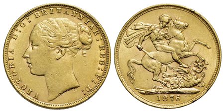 GRAN BRETAGNA - Vittoria (1837-1901) - Sterlina - 1876 - San Giorgio - AU Kr. 752<br>BB+/qSPL