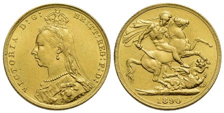 GRAN BRETAGNA - Vittoria (1837-1901) - Sterlina - 1890 - Giubileo - AU Kr. 767<br>SPL