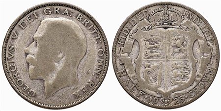 GRAN BRETAGNA - Giorgio V (1910-1936) - Mezza corona - 1925 - AG R Kr. 818.2<br>MB-BB