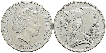 GRAN BRETAGNA - Elisabetta II (1952) - 2 Sterline - 2003 - Britannia - AG Kr. 1039<br>FDC