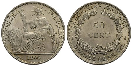 INDOCINA FRANCESE - Governo Provvisorio di De Gaulle (1944-1946) - 50 Centesimi - 1946 - NI Kr. 31 F