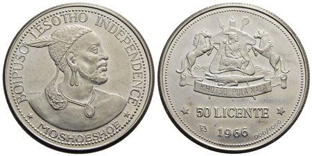 LESOTHO - Moshoeshoe II (1966-1990) - 50 Licente - 1966 - Indipendenza - AG Kr. 4.1<br>FDC