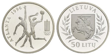 LITUANIA - Repubblica - 50 Litu - 1996 - Olimpiadi Atlanta 1996 - AG R Kr. 101 6.000 Pz. Coniati - P