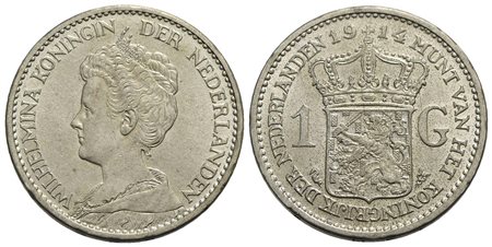 OLANDA - Guglielmina (1890-1948) - Gulden - 1914 - AG Kr. 148<br>SPL-FDC