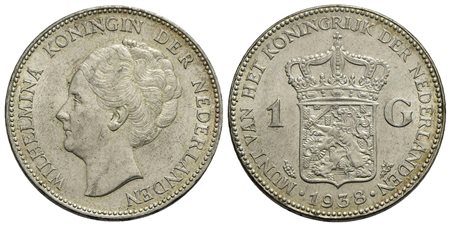 OLANDA - Guglielmina (1890-1948) - Gulden - 1938 - AG Kr. 161.1 Segnetto<br>FDC
