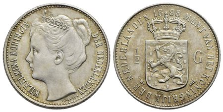 OLANDA - Guglielmina (1890-1948) - Mezzo Gulden - 1898 - AG R Kr. 121.1 Lieve patina al R/<br>SPL/qF