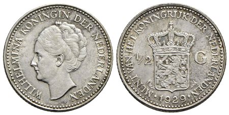 OLANDA - Guglielmina (1890-1948) - Mezzo Gulden - 1929 - AG Kr. 160<br>qFDC