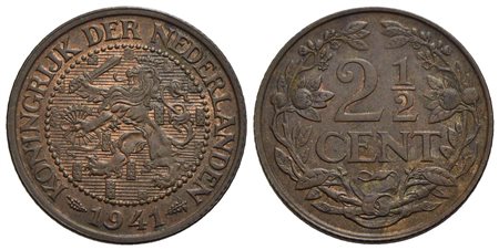 OLANDA - Guglielmina (1890-1948) - 2,5 Centesimi - 1941 - CU Kr. 150<br>FDC/qFDC